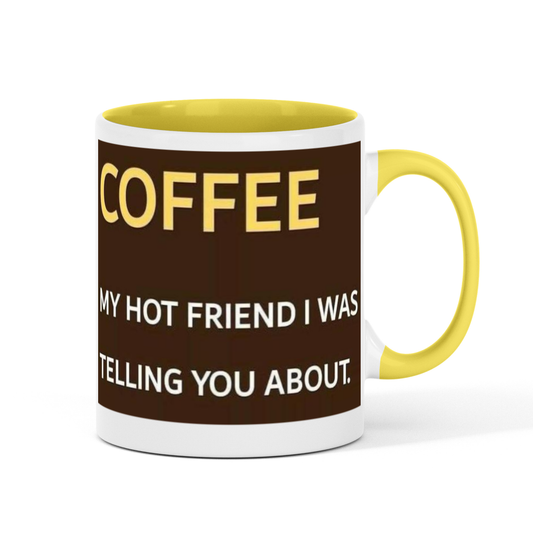 ’Coffee’ 11oz Funny 2-Tone Gift Mug - Yellow / 11 OZ
