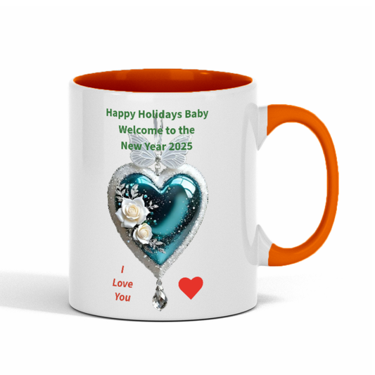 ’Happy Holidays Baby’ 11oz 2-Tone Fun Gift Mug - Orange / 11 OZ