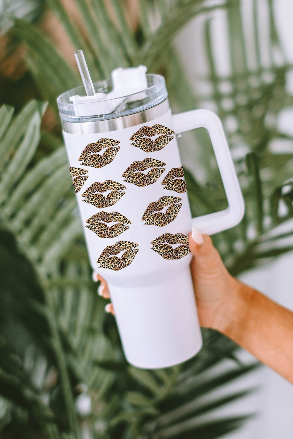 'Valentine Lips' Stainless Steel Travel Go-Cup with Straw, 40oz
