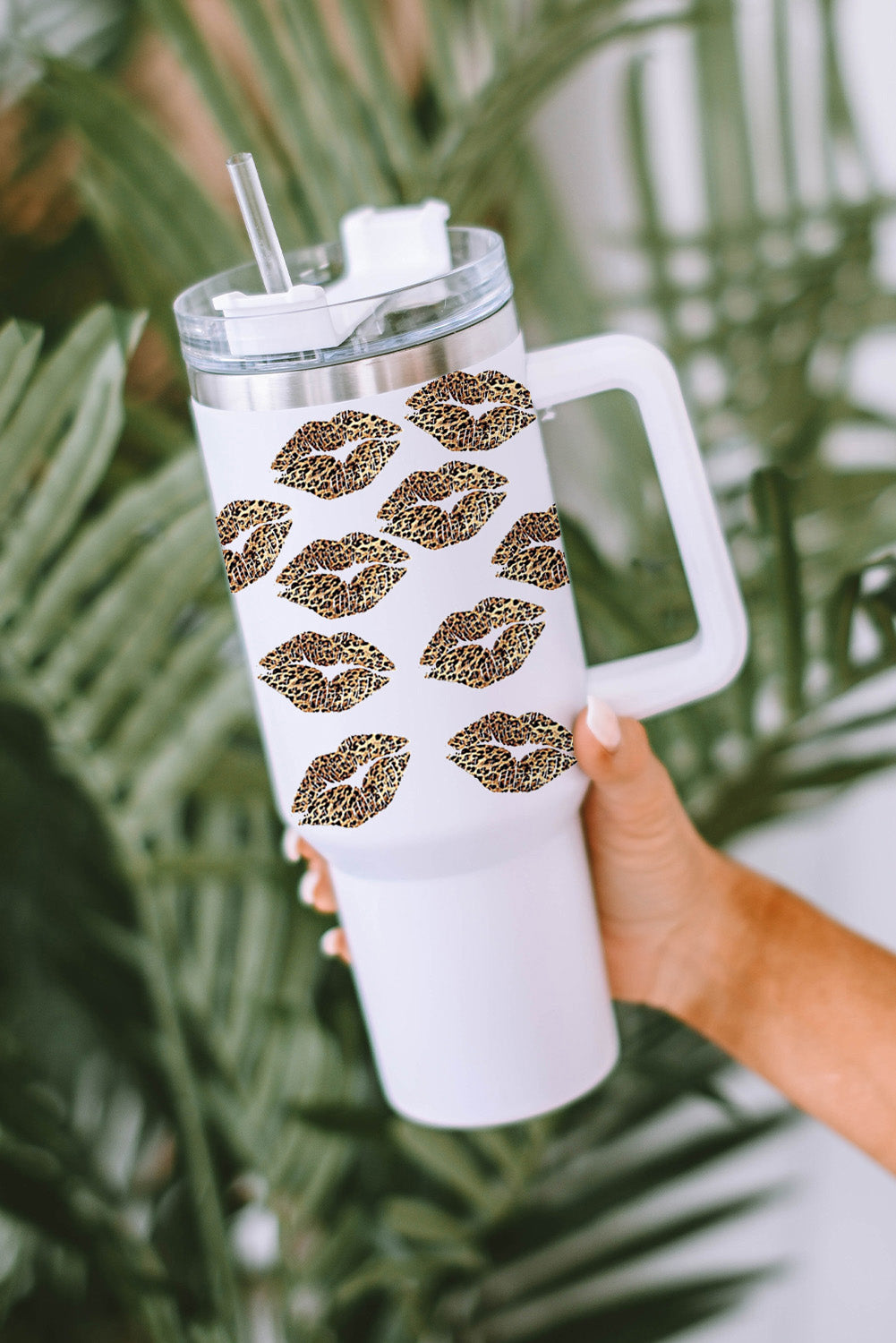 'Valentine Lips' Stainless Steel Travel Go-Cup with Straw, 40oz