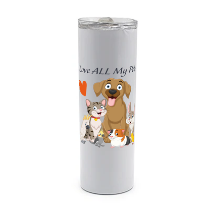 Fun "Love ALL My Pets" 20oz SS Travel Mug