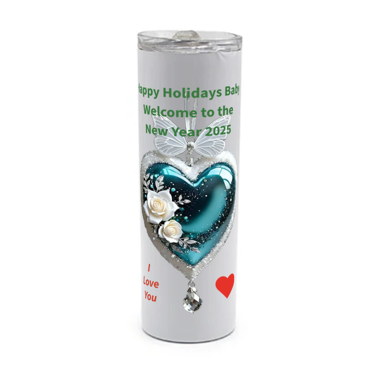 Happy Holidays Baby, White 20oz Travel Mug