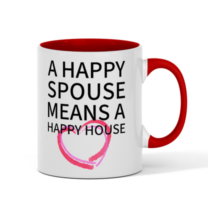 'Happy Spouse' Cute 11oz Fun 2-Tone Color Gift Mug