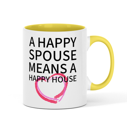 'Happy Spouse' Cute 11oz Fun 2-Tone Color Gift Mug