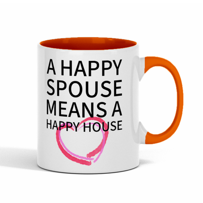 'Happy Spouse' Cute 11oz Fun 2-Tone Color Gift Mug