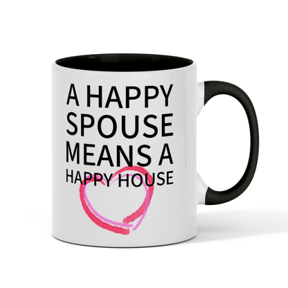 'Happy Spouse' Cute 11oz Fun 2-Tone Color Gift Mug