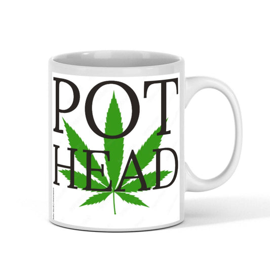'Pot Head' 11oz Fun White Gift Mug