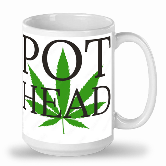 'Pot Head' 15oz Fun White Gift Mug