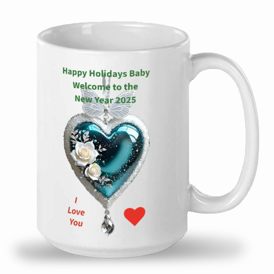 Fun "Happy Holidays Baby" 15oz White Mug