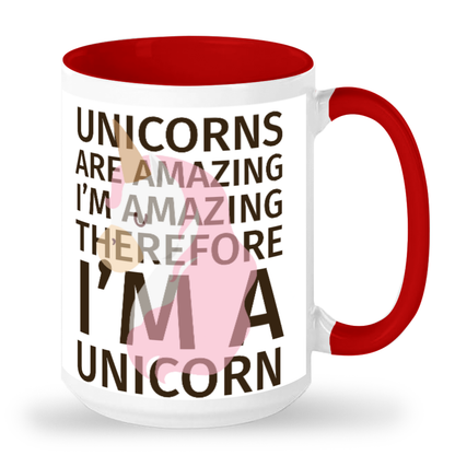 Funny Unicorn, Two-Tone 15oz Mug