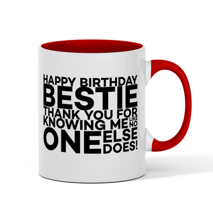 Cute Happy Birthday Bestie, Two-Tone 11oz Mug