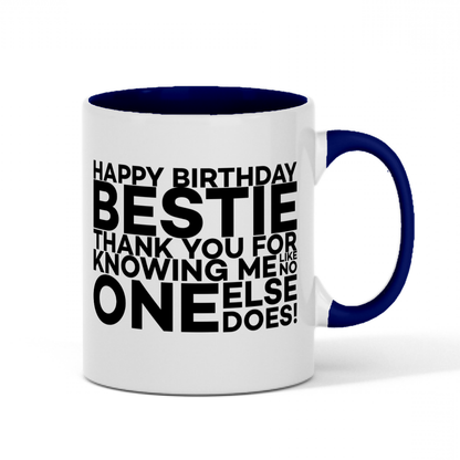 Cute Happy Birthday Bestie, Two-Tone 11oz Mug