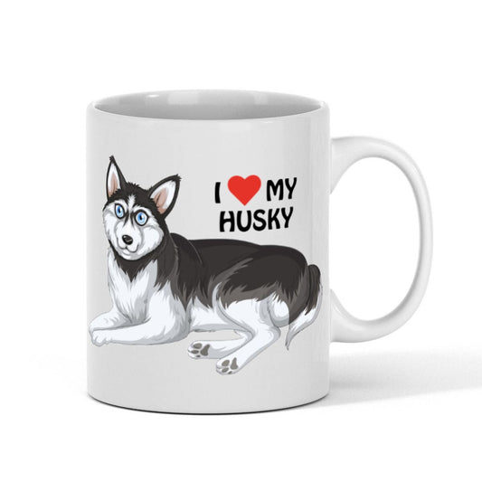 Fun "Love My Husky" 11oz White Mug